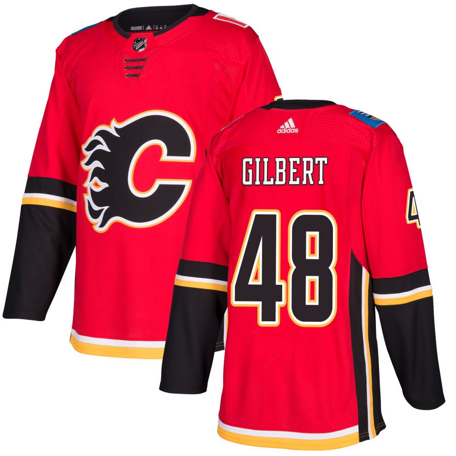 Calgary Flames #48 Dennis Gilbert Red Home Authentic Jersey