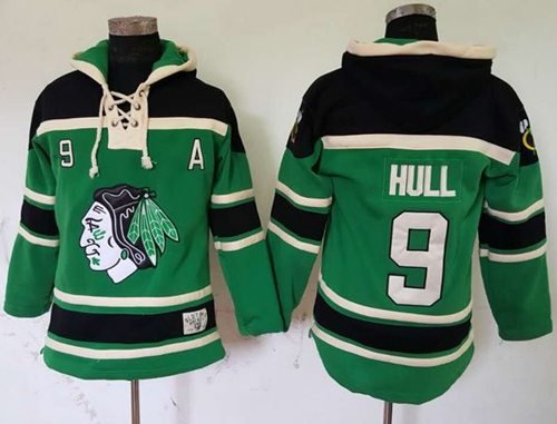 Chicago Blackhawks #9 Bobby Hull Green St. Patrick's Day McNary Lace Hoodie Stitched Jersey